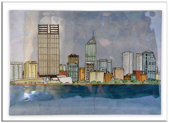 Perth City Skyline Tile by Anne Blake
