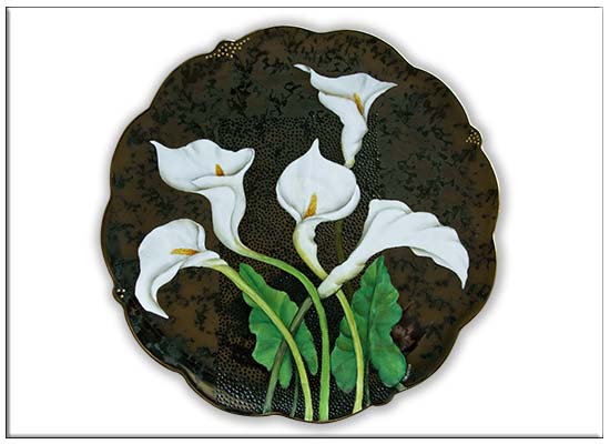 Lilies on Black platter  by Anne Blake