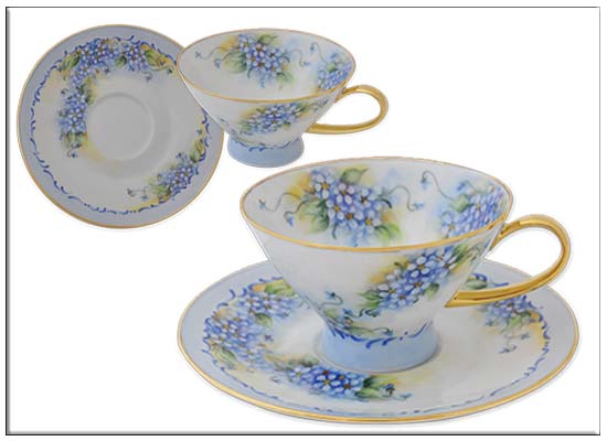 Blue Forget-me-Not cup & saucer by Anne Blake
