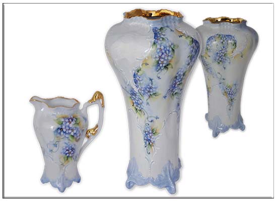 Blue Forget-me-Not Dresden vase by Anne Blake