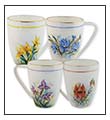 Set bone china wildflower mugs by Anne Blake