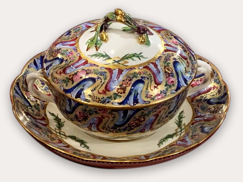 Sevres coverd bowl and plate c.1766