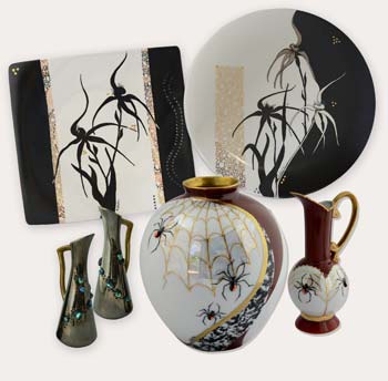 Pieces hand painted by Heather Tailor