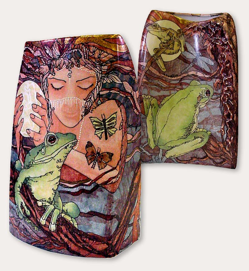 Gaia Vase painted by Brenda Henderson