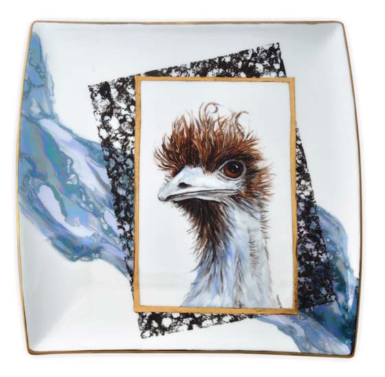 Emu Platter hand painted by Anne Blake