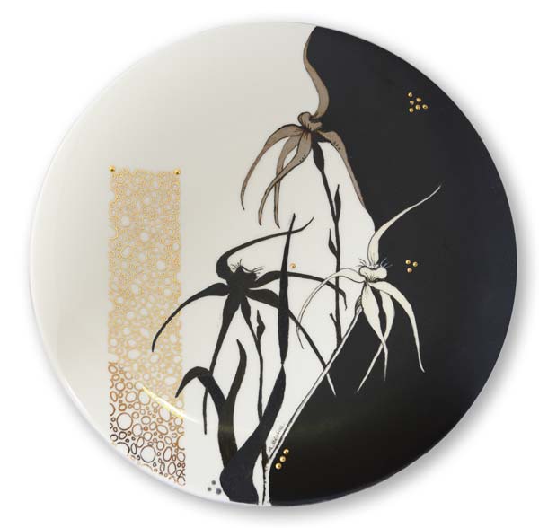 Spider Orchids Silhouette hand painted by Anne Blake